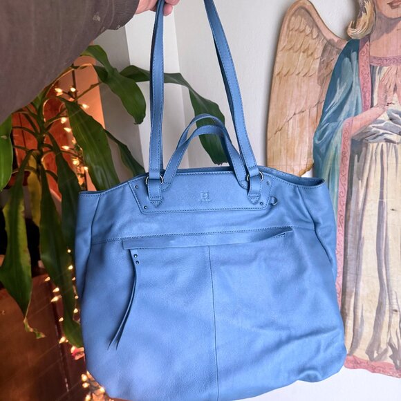 Joy Grayson Large Blue Leather Shoulder Bag Designer Purse - Picture 7 of 7